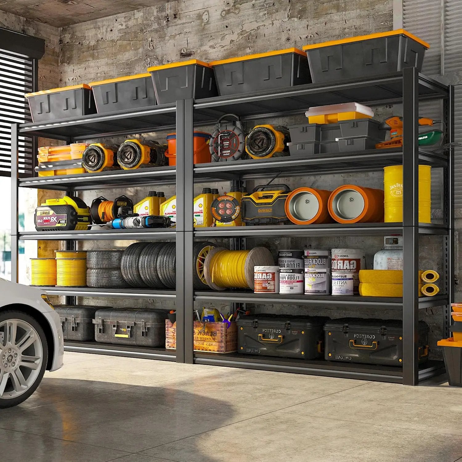 REIBII 48" W Garage Shelving 2500LBS Storage Shelves 5 Tier Heavy Duty Shelving Adjustable Garage Shelves for Warehouse, Pantry, Easy Assemble, 48.2''W X 72''H X18''D by GreenHaven Gardens
