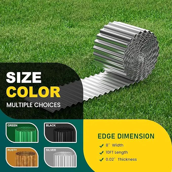Corrugated Metal Garden Edging, 8"×10Ft Durable Landscape Border for Garden, Lawn, Flower Beds and Paver Edging (Silver) by GreenHaven Gardens