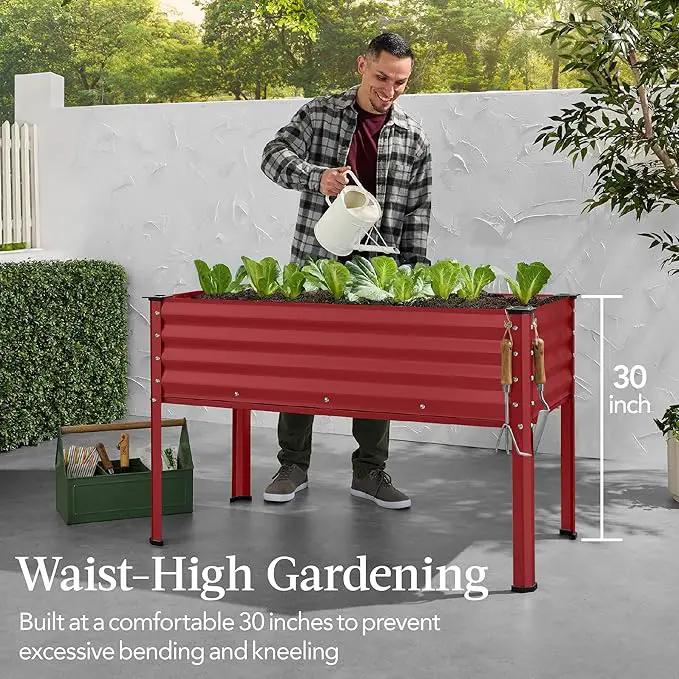 Best Choice Products 48x24x30in Galvanized Raised Garden Bed, Metal Elevated Planter Box, Vegetable Garden for Backyard, Patio, Balcony - Royal Red by GreenHaven Gardens