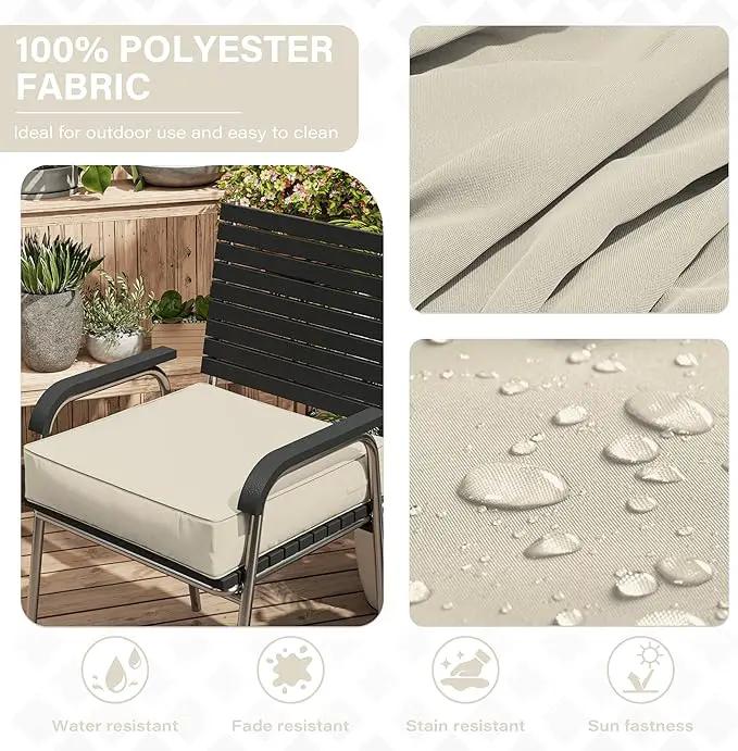 Patio Chair Cushions 24 X 24 X 5 Inch Waterproof Outdoor Seat Cushions for Patio Furniture, Outdoor Sofa Couch Pads with Ties & Handle, Set of 2, Cream by GreenHaven Gardens