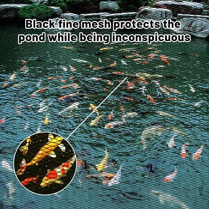Rainleaf Pond Netting, 7' x 10' Pond Net Cover, Koi Pond Netting for Leaves, Heavy Duty Koi Pond Net Protecting Koi Fish from Herons, Stakes Included by GreenHaven Gardens