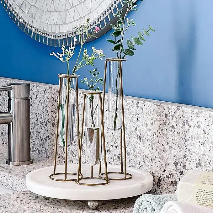 Propagation Station Terrariums with Gold Metal Stand - Kate Aspen 3 Glass Test Tube Planters for Indoor Plant, Air Plants, Plant Clippings, Cut Flowers, Herbs, Succulents | Home Decor Table Decoration by GreenHaven Gardens