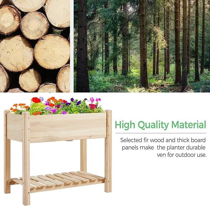 Yaheetech 34x18x30in Raised Garden Bed, Planter Box with Legs & Storage Shelf, Wooden Elevated Vegetable Growing Bed for Backyard, Patio, Balcony by GreenHaven Gardens