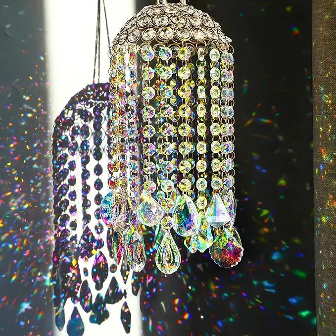 Crystal Chandelier Wind Chimes Suncatcher Pendant, Aurora Light Catcher for Window Indoor Outdoor Ornament, Gift for Mothers Day Christmas Day by GreenHaven Gardens