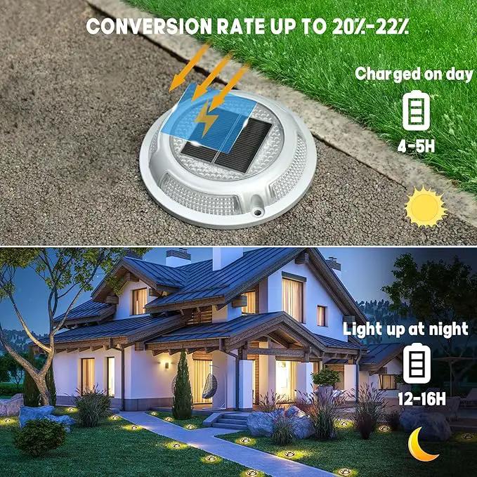 Solar Driveway Lights Outdoor - Solar Deck Lamp 2PCS Driveways Dock Lights IP68 Waterproof Outdoor Warning Step lamp for Sidewalk Garden(Cool White/Warm White) (2) by GreenHaven Gardens