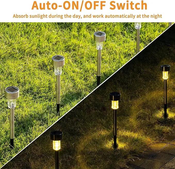 GIGALUMI Solar Pathway Lights 20 Pack, Stainless Steel IP44 Waterproof Auto On/Off Outdoor LED Solar Landscape Lights for Garden, Yard, Patio, Path and Walkway. (Warm White) by GreenHaven Gardens