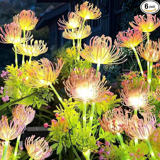 Solar Garden Lights Outdoor, 6 Pack Solar Flowers Lights,18 Head Waterproof Flower with Glowing Stems, Solar Lights Outdoor for Yard, Pathway, Garden Decor & Gardening Gift by GreenHaven Gardens