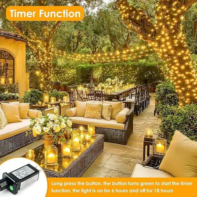 66Ft 200LED Fairy Lights Plug in with Remote, Waterproof String Lights Outdoor & Indoor 8 Modes with Timer, LED Twinkle Lights for Girl's Room Garden Patio Halloween Christmas Decorations (Warm White) by GreenHaven Gardens