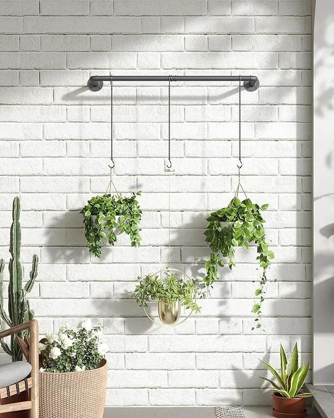 Plant Hanger Indoor, Hanging Planters Rod for Indoor Plants with 3 Hanging Chains, Wall Plant Hanging Rod for Window Ceiling, 38.2 Inch, Metal/Black, Pots Not Included… by GreenHaven Gardens