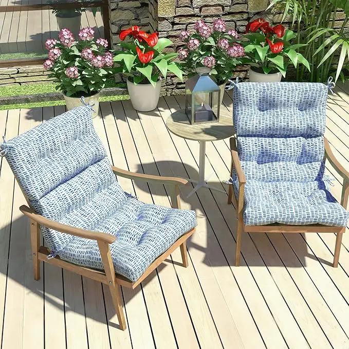 LVTXIII Outdoor High Back Chair Cushions, Seasonal Replacement Adirondack Chair Cushion with Ties, Patio Waterproof Seat Cushions for Home Garden Use (22” W x 20” D, Set of 2, Pebble Blue) by GreenHaven Gardens