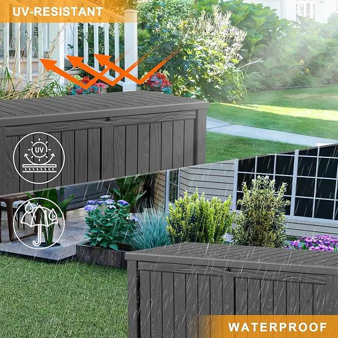 DRATO 120 Gallon Large Deck Box, Outdoor Storage Box for Patio Furniture, Patio Cushions, Gardening Tools, Pool Supplies,660lbs Weight Capacity,Waterproof Resin Storage Boxes by GreenHaven Gardens