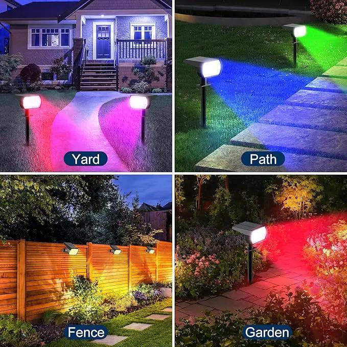 Solar Spot Lights Outdoor, [4 Pack/7 Colors/37 LED] 2-in-1 Solar Landscape Spotlights, IP65 Waterproof Auto On/Off Solar Powered Security Lights for Yard Garden Pathway Walkway by GreenHaven Gardens