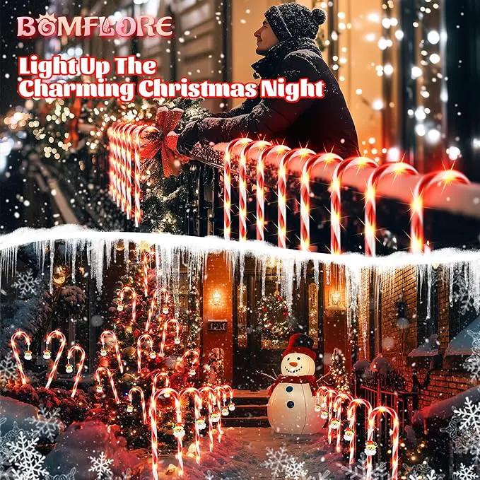 Solar Christmas Lights Outdoor Decorations: Candy Cane Light Waterproof for Yard Decorative Outside - Santa Claus Pathway Stake Lighting Patio Garden Path Street Decor 12 Pack by GreenHaven Gardens