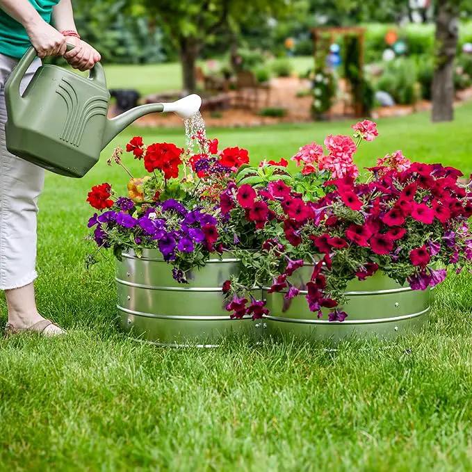 Sunnydaze Galvanized Raised Garden Bed - Metal Raised Bed for Gardening - Outdoor Planter Box for Flowers, Plants, and Vegetables - Silver - 12” H Clover by GreenHaven Gardens