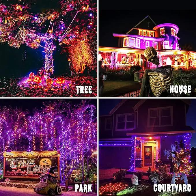 JMEXSUSS Halloween Decoration Lights, 200 LED Orange Purple Halloween Lights Clear Wire, 11 Modes Connectable Halloween String Lights Indoor Outdoor Plug in for Halloween Tree Decorations by GreenHaven Gardens
