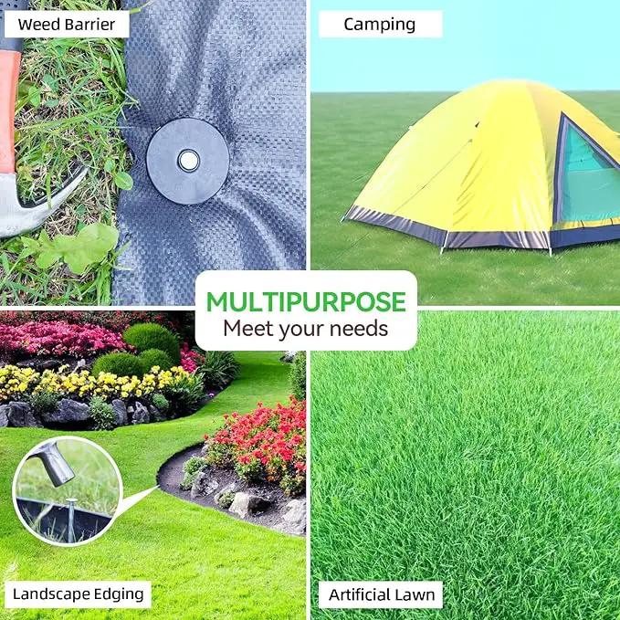 200 Pack Landscape Stakes with Gasket Caps - 6.3 Inch Heavy-Duty Galvanized Steel Garden Spikes are Used to Fixing Weed Barrier, Artificial Lawn, Patio Rug, Etc