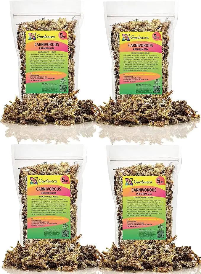 Sphagnum Moss Potting Mix for Carnivorous Plants - 20 Quart - Moss and Perlite Blend for Potting Venus Fly Traps, Sarracenia, Pitcher Plants (4 Bags of 5QT) by GreenHaven Gardens