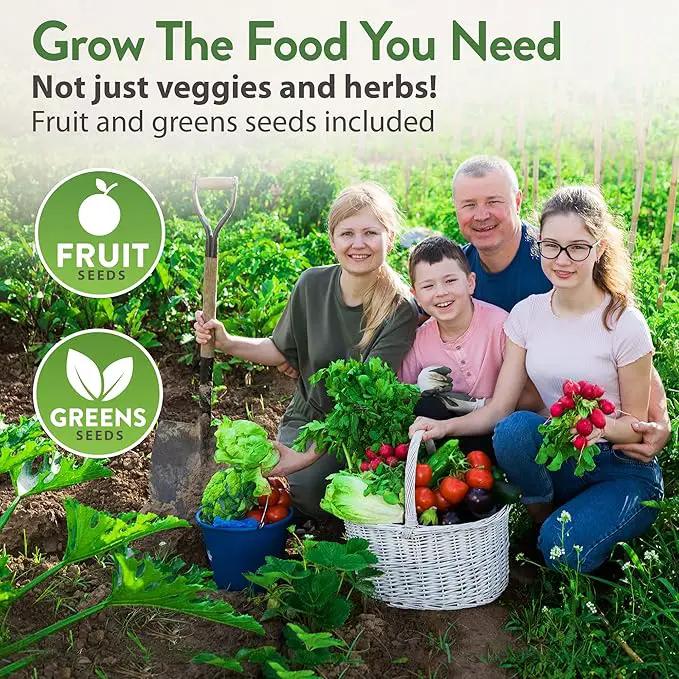 HOME GROWN 70 Variety Vegetable & Herb Seeds – 32,000+ USA Non-GMO Heirloom Survival Seeds –Garden Kit for Spring, Fall, Winter – Indoor & Outdoor Planting – Starter Set for Home Gardeners & Preppers by GreenHaven Gardens