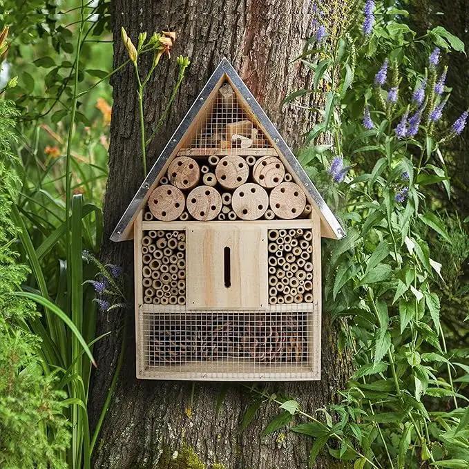 Premium Weatherproof Insect Hotel - Durable Bug House, Bee Home Box for Garden - Ideal Habitat for Bees, Ladybirds, Butterflies - Enhance Biodiversity & Eco-Balance by GreenHaven Gardens