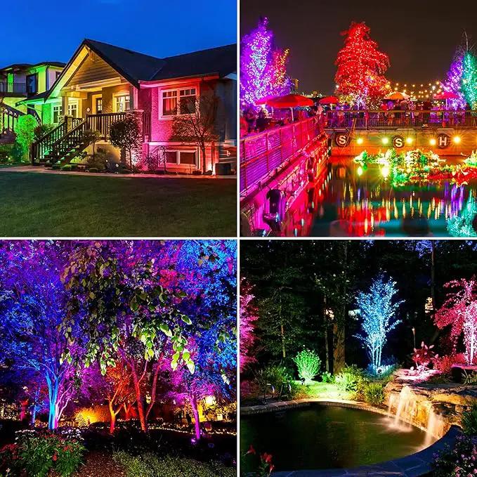 Solar Spot Lights Outdoor, Color Changing Lights RGB Landscape Lighting Waterproof Auto ON/Off Adjustable Garden Spotlight for Yard, Garden, Driveway, Pool, Lawn (6-in-1) by GreenHaven Gardens