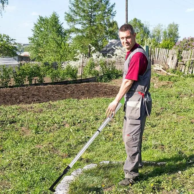 Adjustable Crack Weeder with 42.1IN Long Handle, L-Shaped Blade Serrated Edges for Digging Roots,Cutting Weeds,Removing Moss Between Driveway and Sidewalk Cracks by GreenHaven Gardens