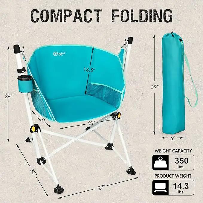 Portal Hammock Camping Chair Folding Rocking Chair Portable Swinging Chair with Cup Holder for Outdoor Lawn Backyard Patio Car Camp Sports Concerts,Support 350 lbs Blue by GreenHaven Gardens
