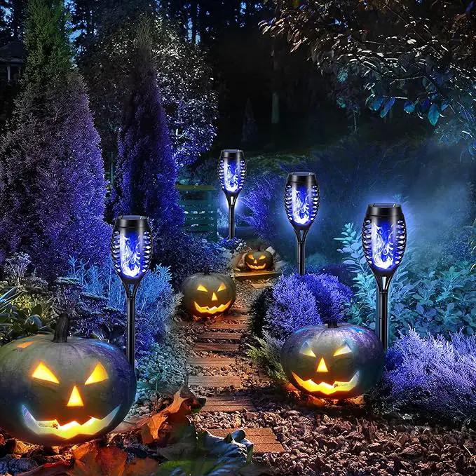 Toodour Solar Torch Flame Lights, 12 Pack Solar Lights Outdoor with Flickering Flame, Waterproof Solar Pathway Lights Landscape Decoration Lighting for Garden, Lawn, Yard, Outdoor Decorations - Blue by GreenHaven Gardens