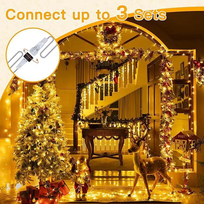 Ollny String Lights Indoor 200LED 60FT, Warm White Connectable Plug in LED Outdoor Light, 8 Modes Waterproof Timer Christmas Lights for Outside Bedroom House Party Wedding Camping by GreenHaven Gardens