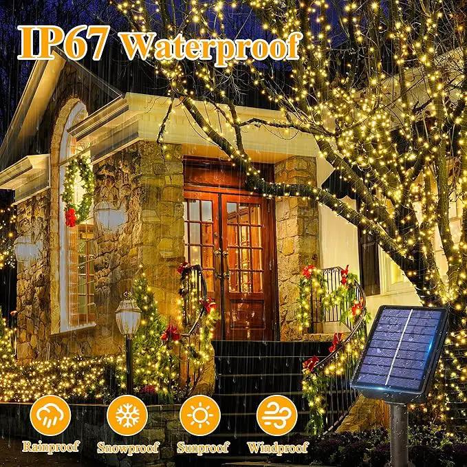 Ollny Solar String Lights Outdoor, 66FT 200LED Solar Fairy Lights with 8 Modes, Waterproof Solar Lights for Outside Yard Garden Patio Camping Party Wedding(Warm White) by GreenHaven Gardens