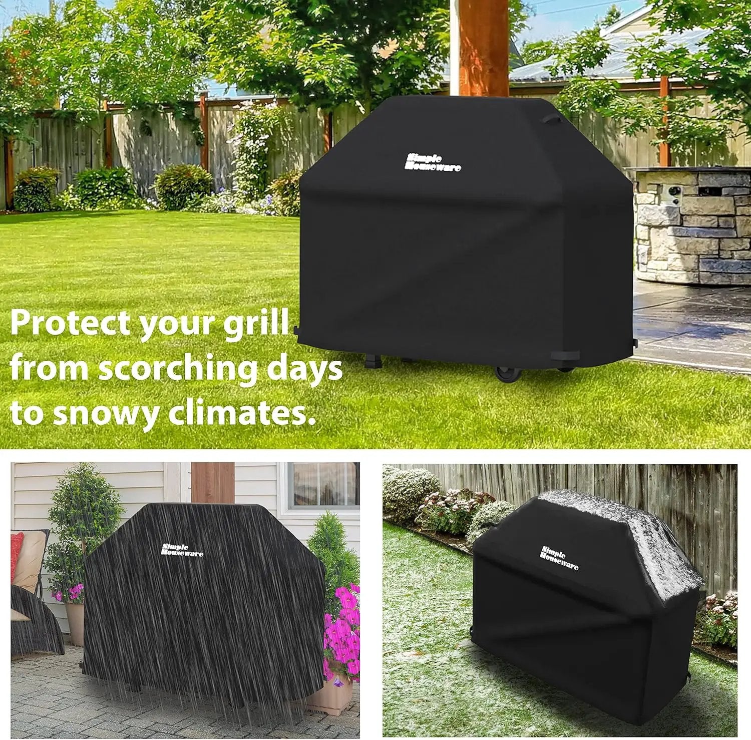 Simple Houseware 55 in. Waterproof Heavy Duty Gas BBQ Grill Cover, Weather-Resistant Polyester by GreenHaven Gardens