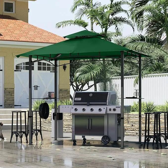 MASTERCANOPY 8 x 5 Grill Gazebo Outdoor BBQ Gazebo Canopy with 2 LED Lights (Forest Green) by GreenHaven Gardens