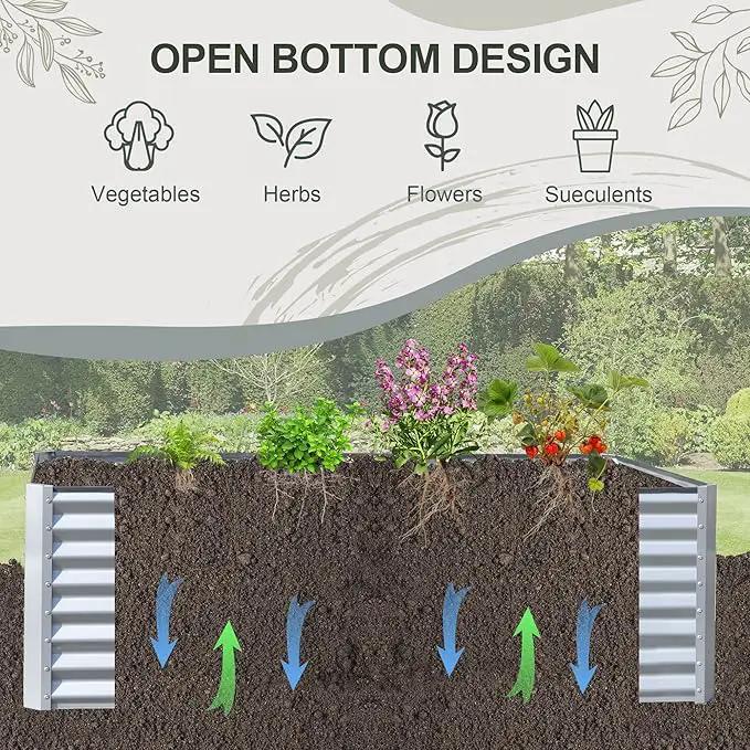 Domi Raised Garden Beds Outdoor, 8x4x2ft Thickening Tall Metal Rectangular Deep Root Box Planter for Vegetables, Flowers, Herbs, and Succulents 2" Deep w/ 456 Gallon Capacity - Silvery by GreenHaven Gardens