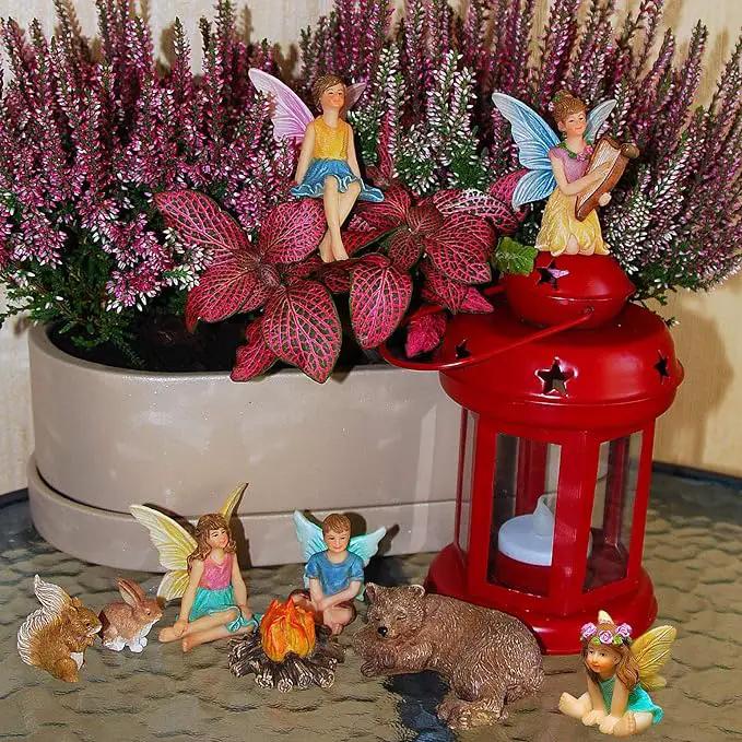 Mood Lab Fairy Garden - Miniature Fairies Figurines Accessories - Camping Kit of 9 pcs - Set for Outdoor or House Decor by GreenHaven Gardens