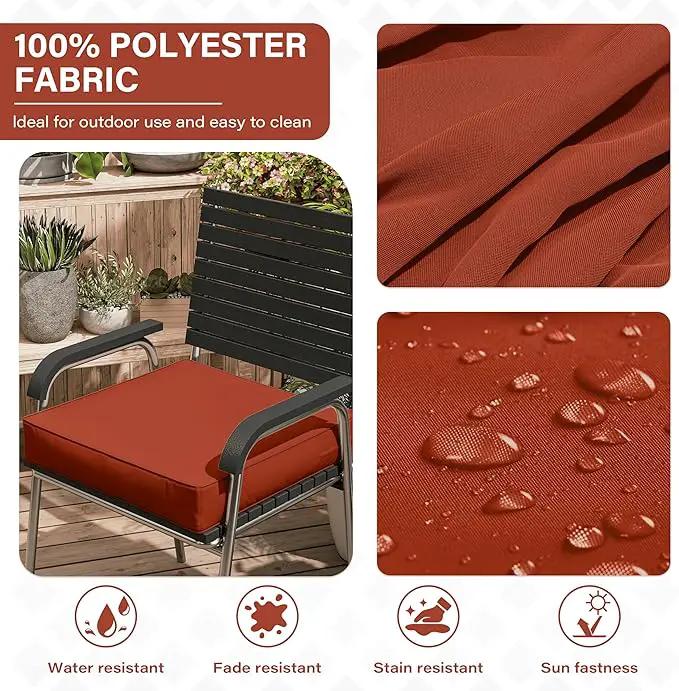 Patio Chair Cushions 18.5 X 16 X 4 Inch Waterproof Outdoor Seat Cushions for Patio Furniture, Outdoor Sofa Couch Pads with Ties & Handle, Set of 2, Terra Red by GreenHaven Gardens