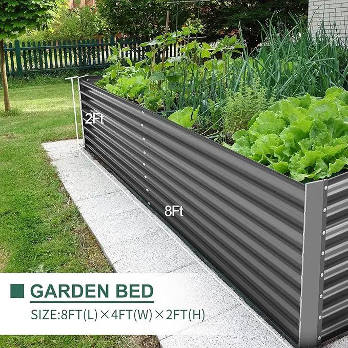Land Guard 8×4×2 ft Galvanized Raised Garden Bed Kit, Galvanized Planter Raised Garden Boxes Outdoor, Large Metal Raised Garden Beds for Vegetables(Grey)… by GreenHaven Gardens