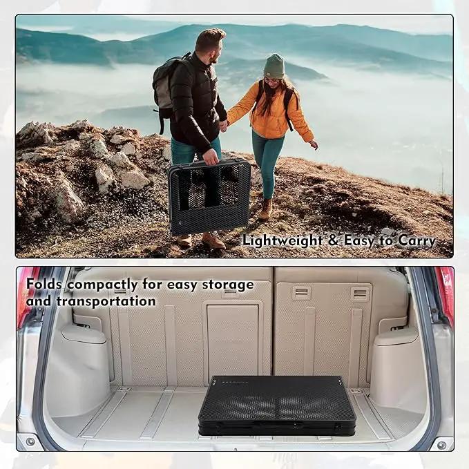Camping Table with Mesh Desktop, Lightweight & Portable Folding Grill Table, Height Adjustable Metal Outdoor Table for Camp, Cooking, BBQ, RV, Picnic-4 FT Black by GreenHaven Gardens