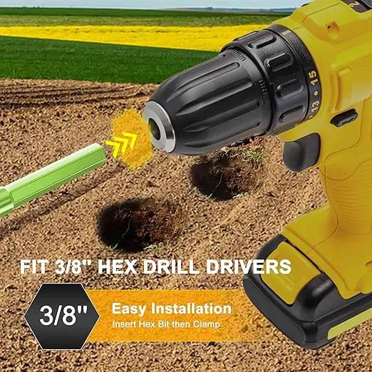 TCBWFY Auger Drill Bit for Planting 3.5"x16",Extended Length Garden Auger Spiral Drill Bit for Planting Bulbs Flowers,Planting Auger for Drill Post Hole Digger for 3/8”Hex Drive by GreenHaven Gardens