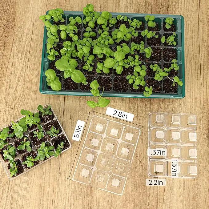 MIXC 360 Cells Seedling Starter Trays Transparent Seed Tray Grow Germination Kit with 30 Plant Lables(1.5 inch x 12 Cells per Tray, 30 Trays) by GreenHaven Gardens