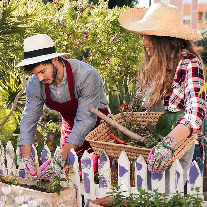 HLDD HANDLANDY Work Gloves for Women and Ladies, Leather Gardening Gloves Flexible Mechanic Working Gloves by GreenHaven Gardens
