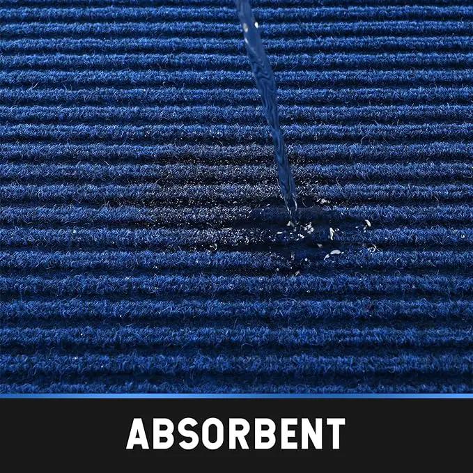 Heavy Duty Entrance Mats, Indoor and Outdoor Rubber Door Mat, Easy Clean Waterproof Anti-Slip Floor Doormat Rug, Low Profile Entrance Shoe Scraper for Entryway, Patio, Garage 47" x 31" Blue by GreenHaven Gardens