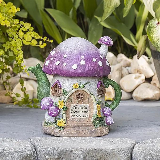 VP Home Mushroom Teapot Solar Light for Home and Outdoor Decor, Mushroom Solar Powered Flickering LED Garden Light, Solar Powered Teapot Backyard Party Decoration Light, Fairy Garden House by GreenHaven Gardens