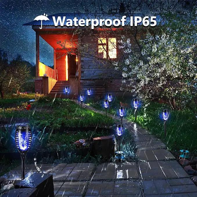 Toodour Solar Torch Flame Lights, 12 Pack Solar Lights Outdoor with Flickering Flame, Waterproof Solar Pathway Lights Landscape Decoration Lighting for Garden, Lawn, Yard, Outdoor Decorations - Blue by GreenHaven Gardens