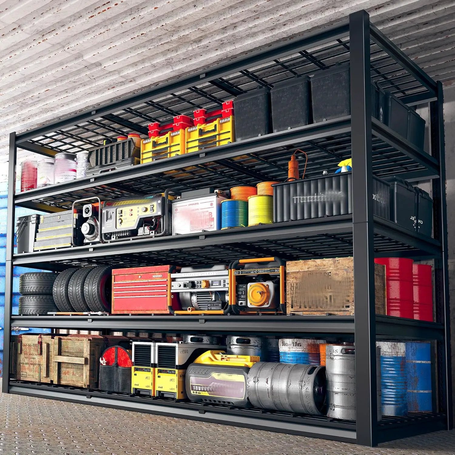 REIBII 60" W Garage Shelving Heavy Duty Metal Shelving 3000LBS Storage Shelves Adjustable Metal Shelves for Storage Industrial Garage Shelves for Warehouse Basement 60" W x 24" D x 72" H by GreenHaven Gardens