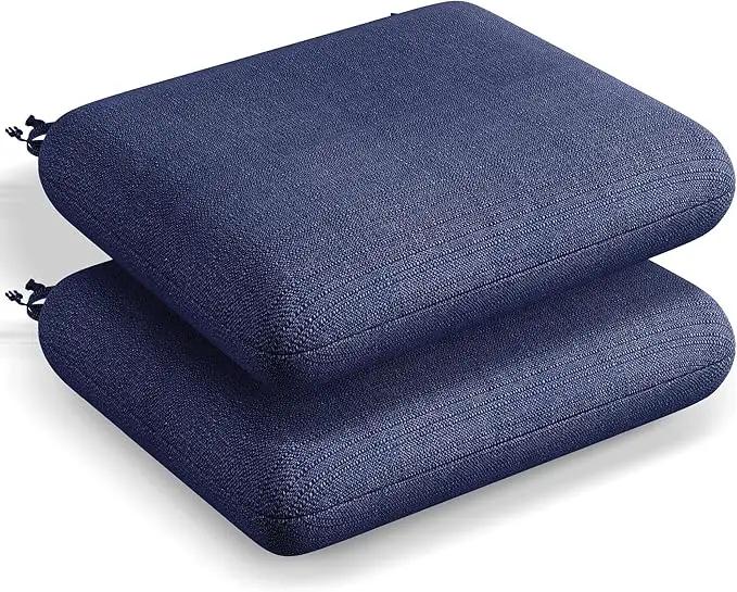 Codi Outdoor Seat Cushions for Patio Furniture 22x22 Inch, Waterproof Chair Cushion with Textured Fabric, Handles & Adjustable Straps, Fade Resistant - Set of 2, Naby Blue by GreenHaven Gardens