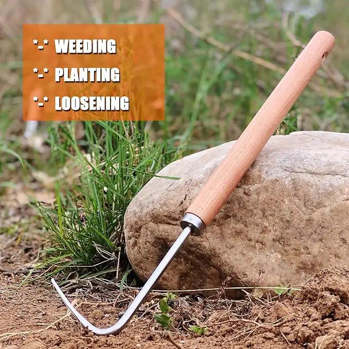 SHANFEEK Weed Puller Weeding Artifact Uprooting Weeding Tool Gardening Hand Tools 16-Inch Weed Remover Tool for Yard with Extended Hard Solid Wood Handle(V-Type) by GreenHaven Gardens