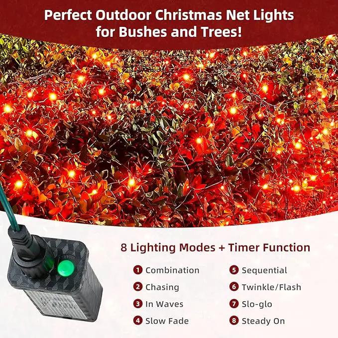 Led Net Lights Christmas Lights Outdoor Red Christmas Net Lighting with 121Led Mini Globe Lights 5ftx5ft, Outdoor Indoor Fairy Mesh Net Lights for Christmas Trees, Bushes, Shrubs Decorations by GreenHaven Gardens
