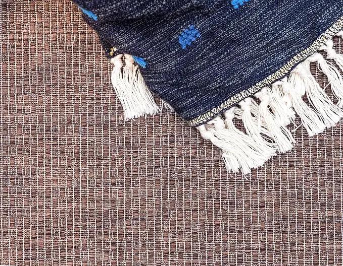 Unique Loom Outdoor Border Collection Area Rug - Soft Border (6' 1" x 9' Rectangle, Brown/ Ivory) by GreenHaven Gardens