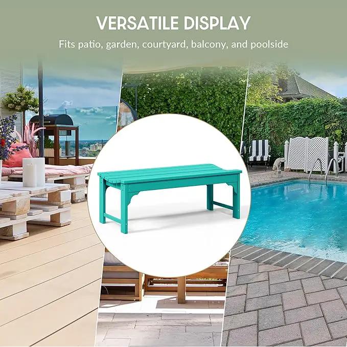 WestinTrends Malibu Outdoor Bench, All Weather Resistant Poly Lumber Backless Patio Garden Bench, Adirondack Curved Bench Seat for Comfort, Turquoise by GreenHaven Gardens