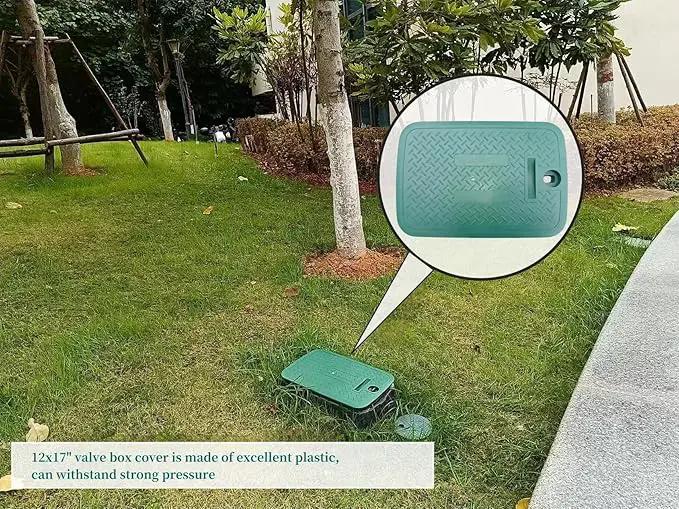Outer diameter 17" x12" Rectangular Sprinkler Valve Box Cover Valve Box Cover Lid for Outdoor Sprinkler Irrigation Control Water System Lawn, Green by GreenHaven Gardens