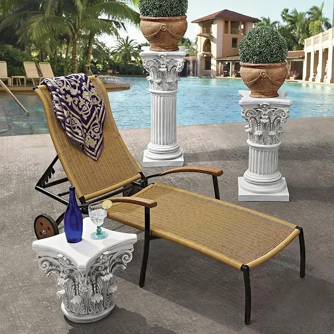 Design Toscano Corinthian Pedestal Column Plant Stand, Medium 29 Inch Tall, Cast Stone Resin, Antique Stone Finish by GreenHaven Gardens